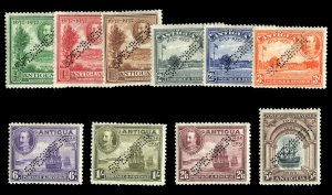 Antigua #67-75S (SG 81-90s) Cat£250, 1932 Tercentenary, complete set, perfor...