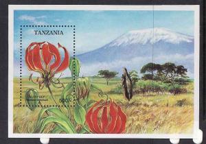 D1-Tanzania-Sc#1049-unused NH sheet-Flowers-Glory lily-1993-