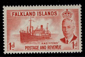 FALKLAND ISLANDS GVI SG173, 1d scarlet, LH MINT.