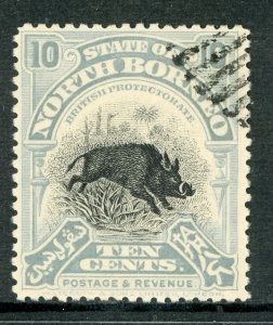 North Borneo 1909 British Colony 10¢ Wild Pig Fauna Sc #144 Perf 144 VFU  F732