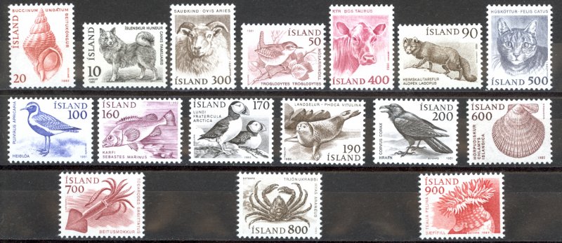 Iceland Sc# 526-612 MNH 1980-1985 Animals