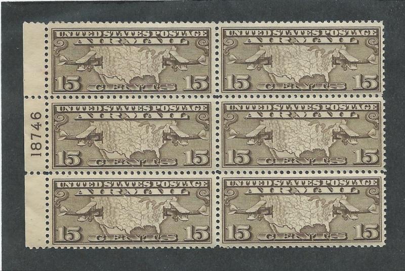 C8 MNH 15c. Airmail Plate Block, scv: $50