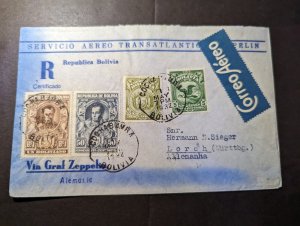 1932 Registered Bolivia Airmail LZ 127 Graf Zeppelin Cover to Lorch Wurt Germany