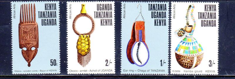 KENYA, UGANDA & TANZANIA #304-307  1975  AFRICAN ARTIFACTS   MINT  VF NH  O.G  a