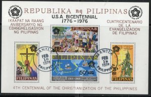 Thematic stamps Philippines 1976 US Bi-cent ms. 1413 BLACK O/PT used