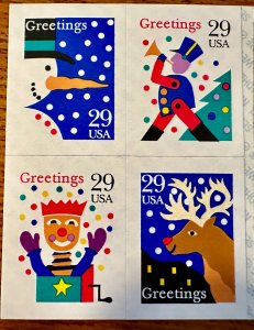 US # 2802b Christmas booklet pane of 4 29c 1993 Mint NH