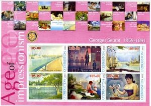 Uzbekistan 2002 GEORGES SEURAT Paintings Sheet Perforated Mint (NH)