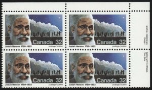 HISTORY = JOSIAH HENSON = Canada 1983 #997 MNH UR BLOCK OF 4