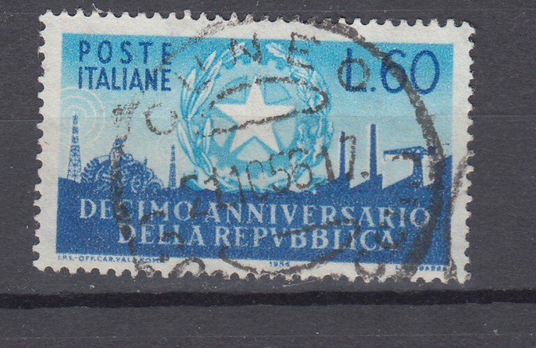 J44000 JL Stamps 1956 italy hv of set used #712 arms