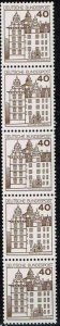 Germany 1979,Sc.#1309-1311 MNH strips of 5, Castles and Palaces, one with number