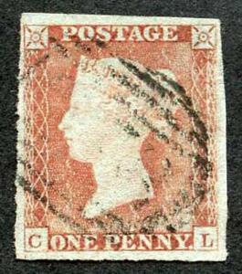 1841 Penny Red (CL) Plate 169 SUPERB Four Margins WORN PLATE