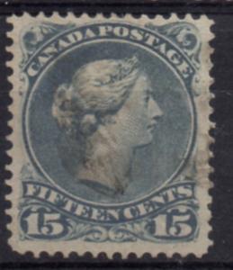 Canada Sc 30 1868 15  large Queen Victoria stamp used