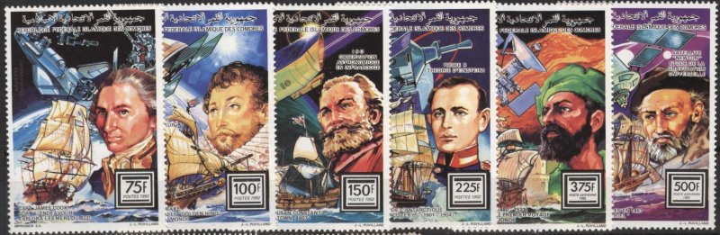 Comoro Islands 790-795 (mnh, pencil mark on 790) explorers (1992)