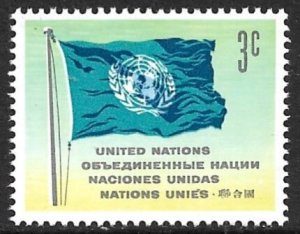 UNITED NATIONS NEW YORK 1962 3c FLAG Issue Sc 105 MNH