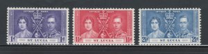 St. Lucia 1937 Coronation Omnibus Issue Scott # 107 - 109 MH