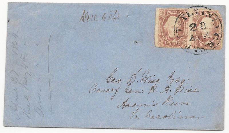 CSA Scott #8 Pair on Cover Pittsylvania CH, VA April 28 (1864) Wise Corr w/ Cert