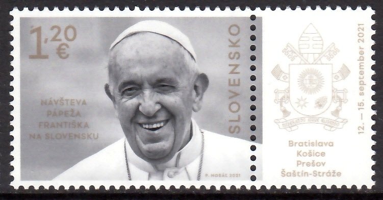 SLOVAKIA 2021 POPE VISIT PAPA PAPST PAPE WITH LABEL [#2101]