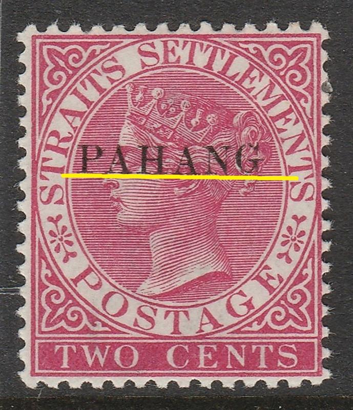 Malaya 1889 Pahang opt SS QV 2c Mint OG raised G SG#4/ISC#4c CV RM700 MA1506