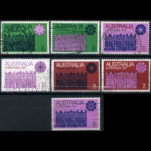 AUSTRALIA 1971 - Scott# 508 Xmas Set of 7 Used Thin w/hole