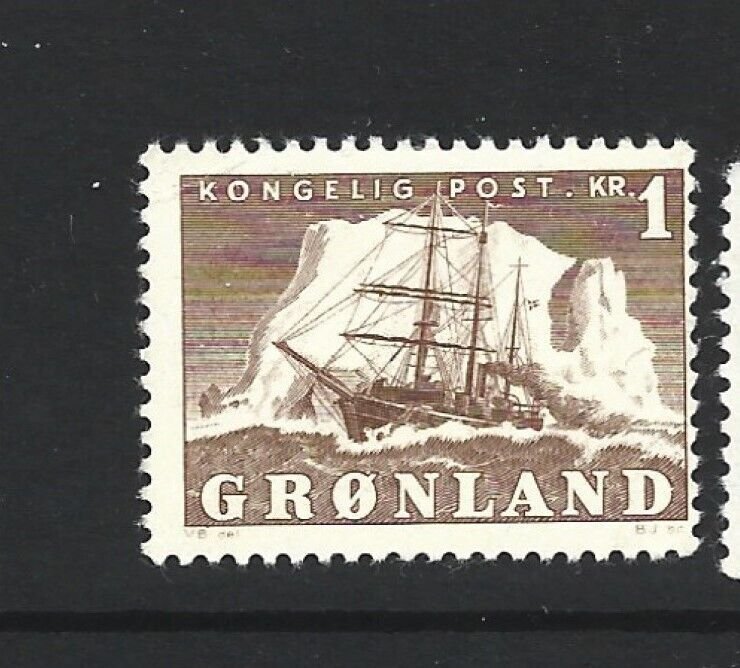 Greenland Scott 36 1k brown Polar Ship unused hinged 2021 cv $16