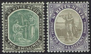 ST KITTS NEVIS 1903 COLUMBUS & MEDICINAL SPRINGS 2/- AND 2/6 WMK CROWN CA