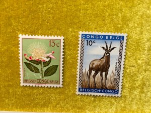 BELGIAN CONGO, 2 VALS FLOWER PROTEA ,ROAN ANTELOPE