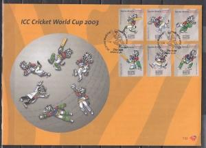 South Africa, Scott cat. 1289-1294. ICC World Cricket Cup. First day cover. ^