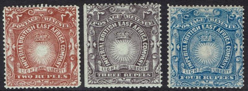 BRITISH EAST AFRICA 1890 LIGHT AND LIBERTY 2R 3R AND 4R 