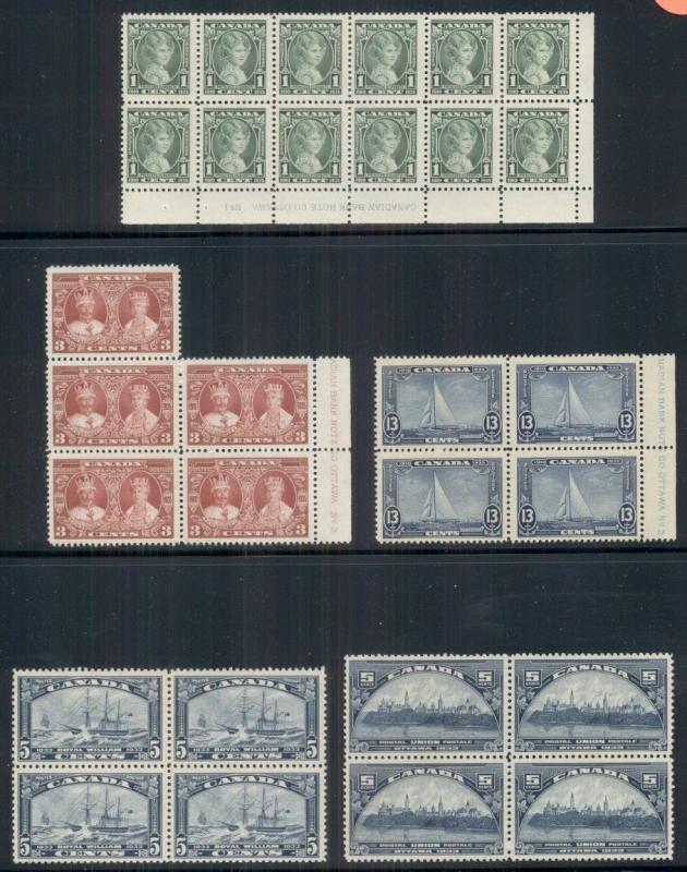 CANADA 1917/1951, Group of 50 mint blocks incl. some plate blocks, Scott $1,718.