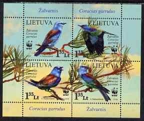 Lithuania 2008 WWF - European Roller perf m/sheet contain...