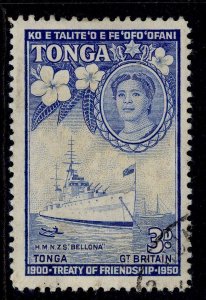 TONGA GVI SG98, 3d yellow & bright blue, FINE USED.