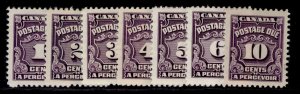 CANADA GV SG D18-D24, 1935-65 postage due set, NH MINT. Cat £20.