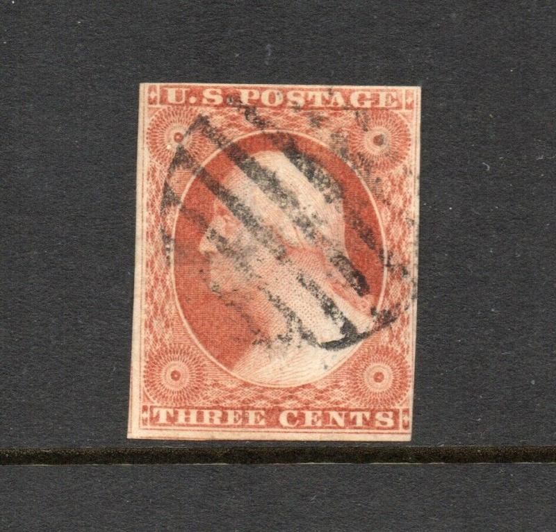 #10 - 3 cent stamp of 1851 - RARE FIRST PLATE #1 early - cv$210 -   19R1e