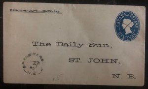 1895 Grand Harbour Canada Postal Stationary Cover To Daily Sun St John NB