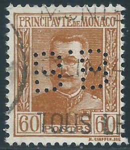 Monaco, Sc #77, 60c Used (perfin)