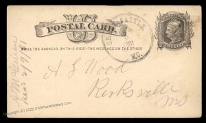 USA 1881 GREEN CASTLE Sullivan Missouri Cogwheel Cancel Postal Card Cover 96351