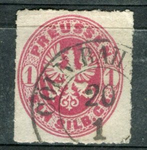 GERMANY; PRUSSIA 1860s early classic rouletted issue used 1gr. value