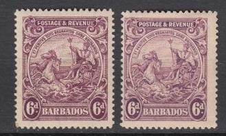 Barbados - 1925 6p stamp lot (shades) - MNH/MLH  (9424)