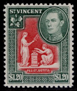 ST. VINCENT GVI SG175, $1.20 scarlet & deep green, NH MINT.