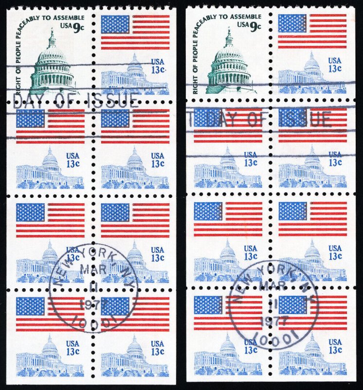 US Stamps # 1623Bc Used Lot Of 2 Panes Perforate 10