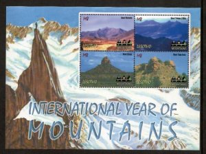 Lesotho 2001 - Year of the Mountains - Sheet of 4 Stamps - Scott #1318 - MNH