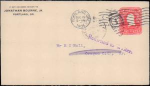 United States, Oregon, United States Postal Stationary, Auxiliary Markings