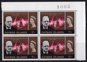 Cayman Islands 1966 Sc#178 WINSTON CHURCHILL WMK INVERTED BLOCK OF 4 MNH