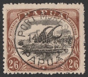 PAPUA 1910 Lakatoi Large Papua 2/6 black & brown type C