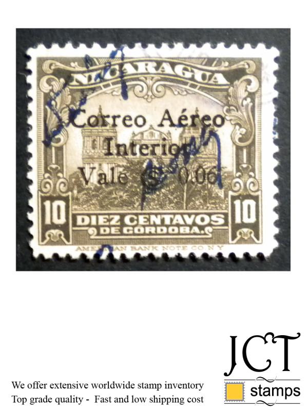 STAMP FROM NICARAGUA YEAR 1933. SCOTT C97. USED. OVERPRINTED. PEN CANCELED