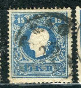 AUSTRIA; 1858 classic F. Joseph issue fine used Shade of 15k. value,