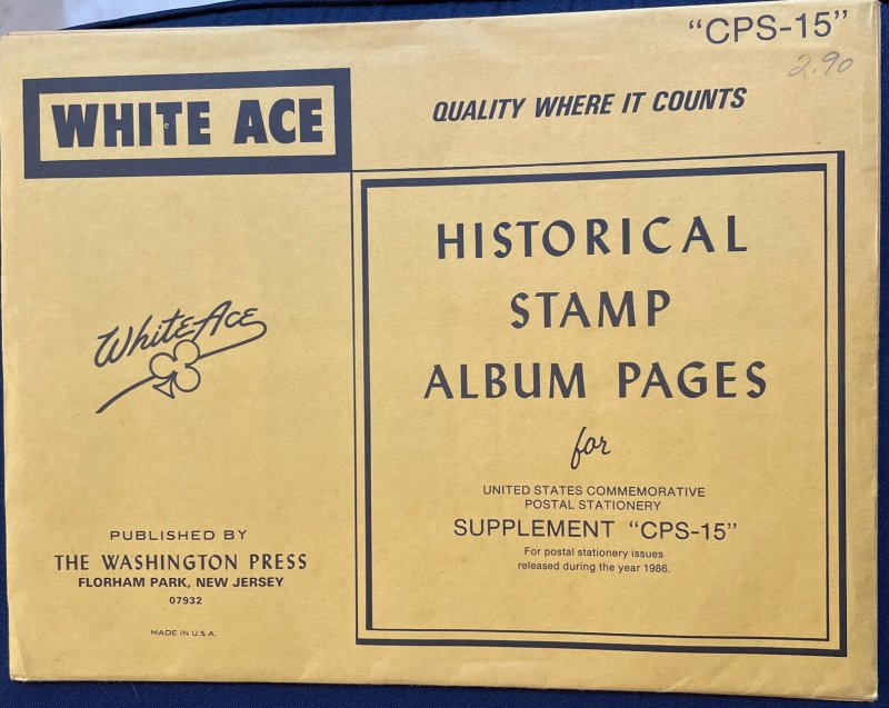 New White Ace Pages U.S. Commemorative Postal Stationary 1986 CPS-15