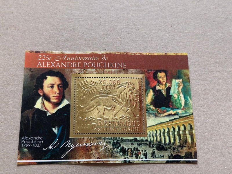 Writers Pushkin 2023 year 6 blocks Foil. Gold perforated  NEW MNH**