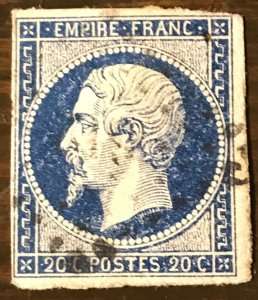 France Scott #15 - Used Single 20¢ Emperor Napoleon  XF/S, HR - (FR10115)