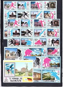 AJMAN 1971 SUMMER OLYMPIC GAMES MUNICH 2 SETS OF 20 STAMPS & S/S MNH